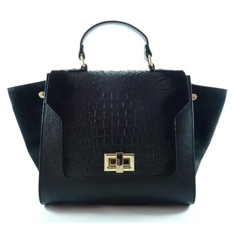 sac a main noir forme trapeze imitation cuir noir